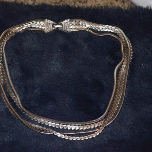 Four Chains in One Silver tone Fine Metal WorkTexture Fastener